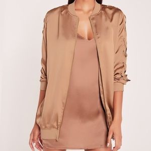 Carli Bybel x Missguided Rose Gold Bomber Jacket